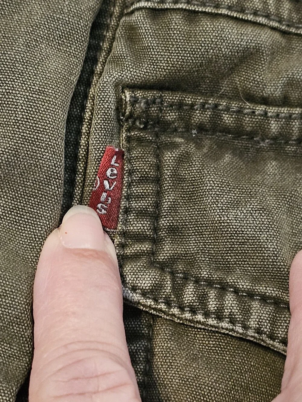 Levi Strauss Mens M Layered Hooded Canvas Trucker Jacket Washed Olive Green